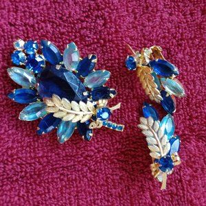 Vintage retro brooch  & clip on earring set